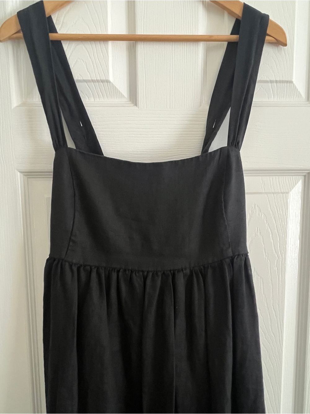 J. Crew Linen Black Sleeveless Square-Neck Midi Dress - Picture 2 of 5